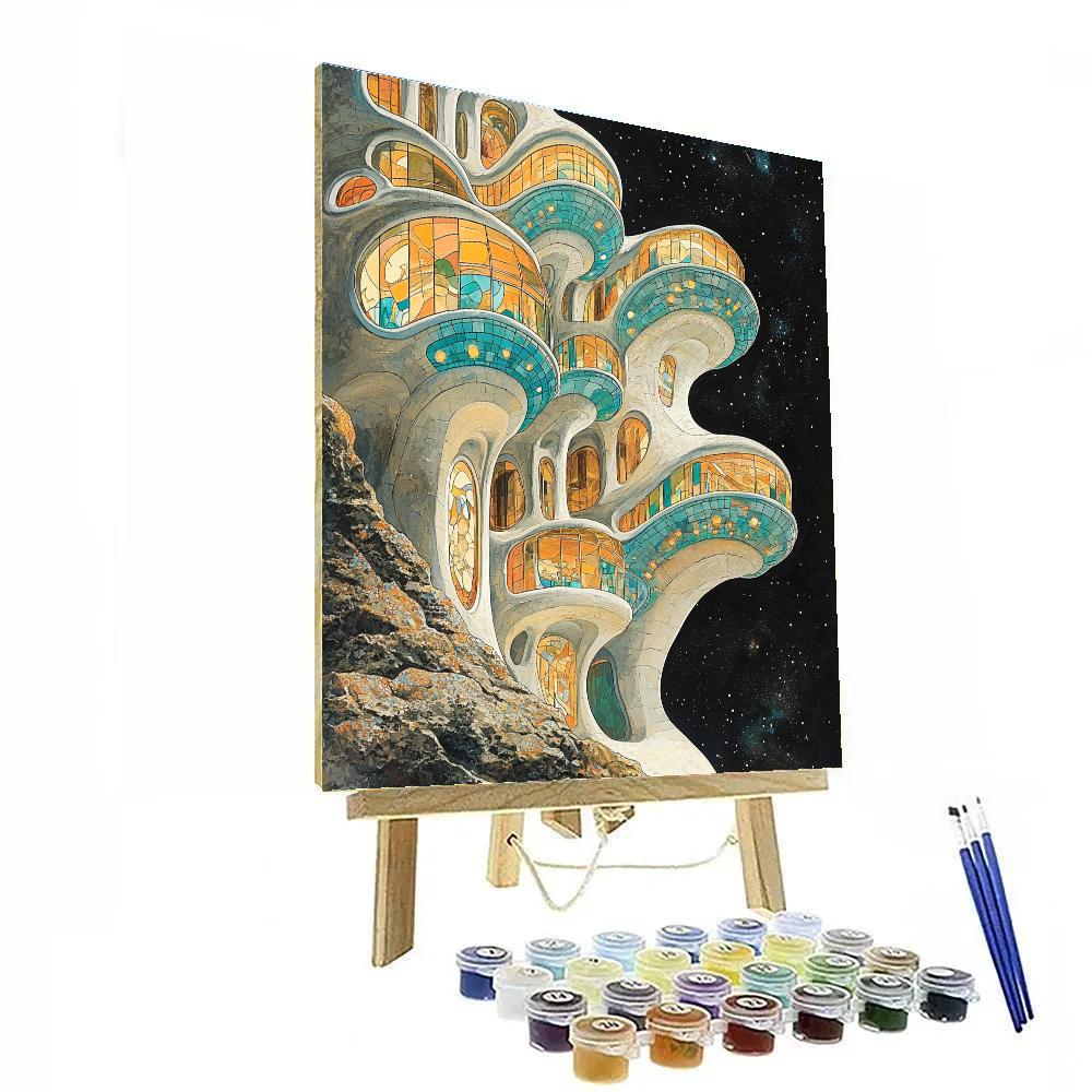 Antonio Gaudi Inspired Coral Reef Space Habitat paint by color