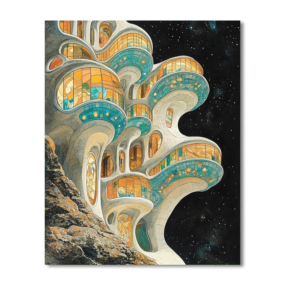Antonio Gaudi Inspired Coral Reef Space Habitat paint by color