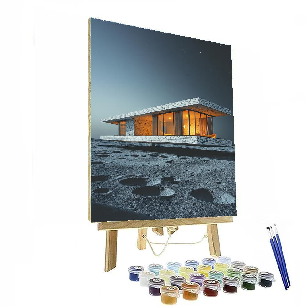 Frank Lloyd Wright Inspired Lunar Prairie House Number painting