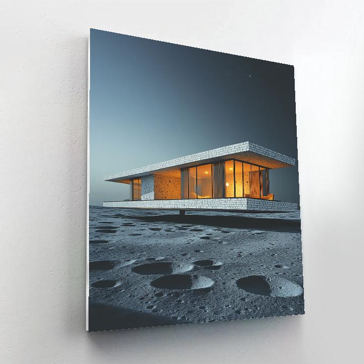 Frank Lloyd Wright Inspired Lunar Prairie House Number painting