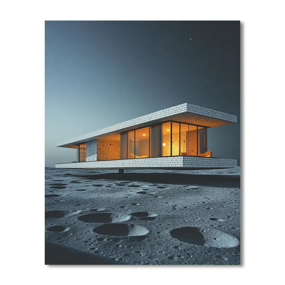 Frank Lloyd Wright Inspired Lunar Prairie House Number painting