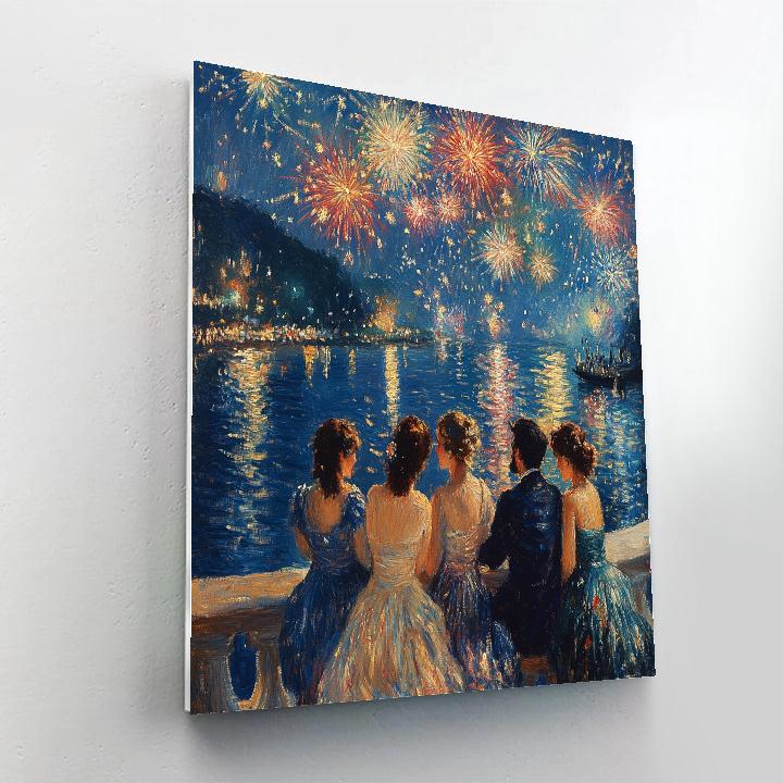 Pierre Auguste Renoir Inspired Friends Watching Fireworks By The Sea Paint by numbers art