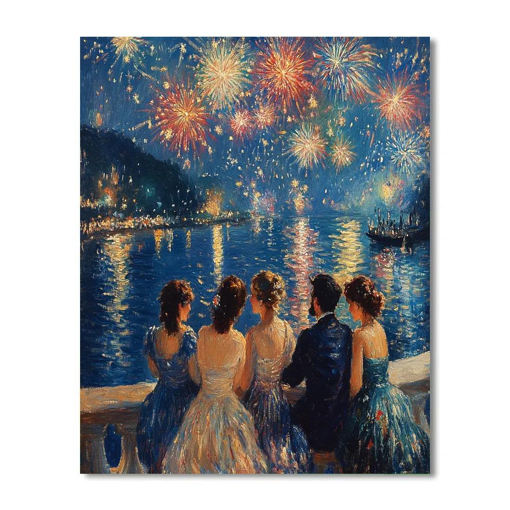 Pierre Auguste Renoir Inspired Friends Watching Fireworks By The Sea Paint by numbers art