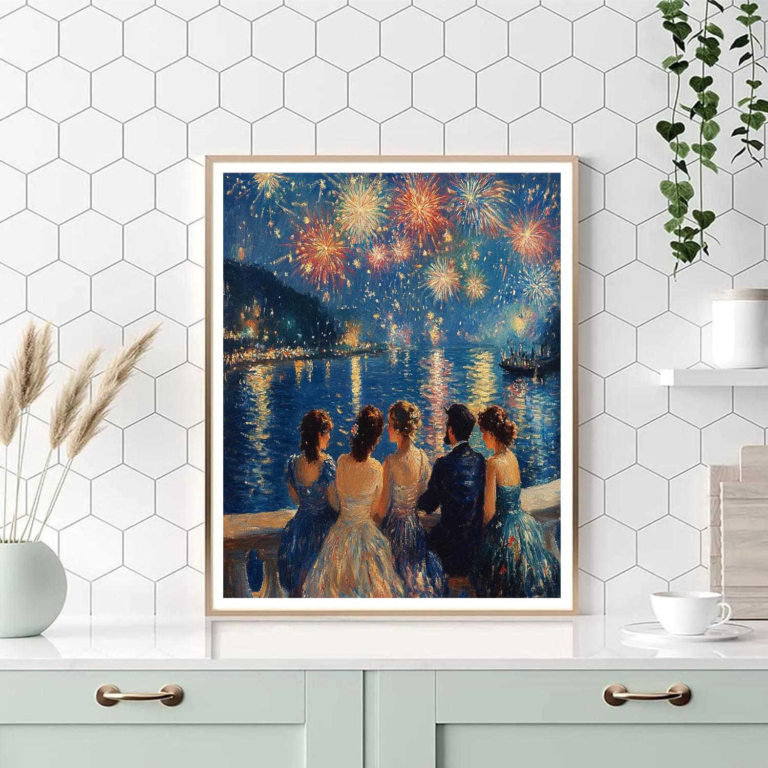 Pierre Auguste Renoir Inspired Friends Watching Fireworks By The Sea Paint by numbers art