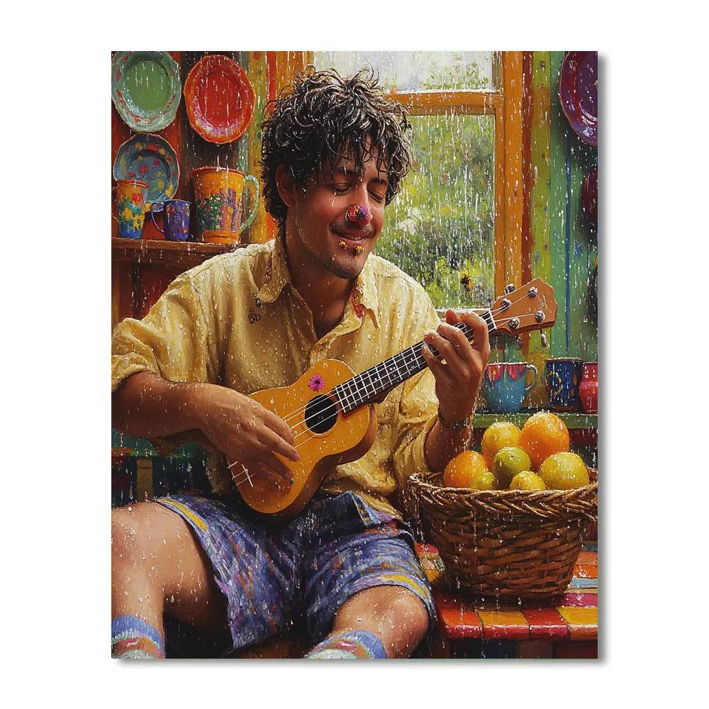 Agustin Madrigal Rainy Kitchen Ukulele Tune Disney Inspired Number painting