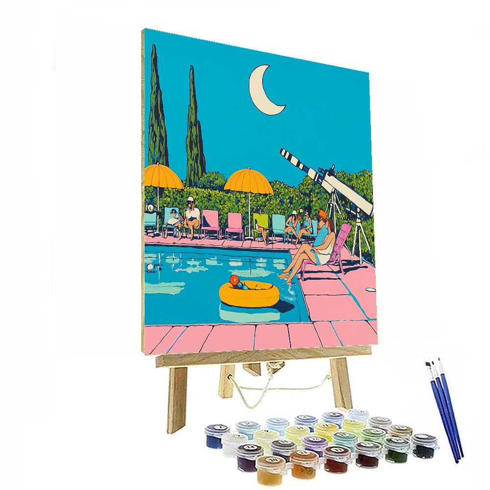 David Hockney Inspired Astronomers Backyard Pool Party Paint by numbers art