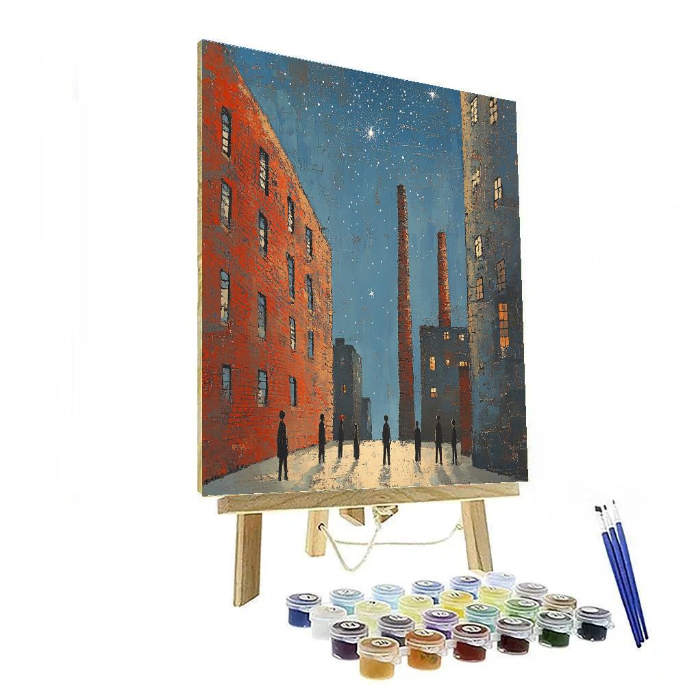 L.S. Lowry Inspired Mill Town Stargazing Night Painting by numbers kit