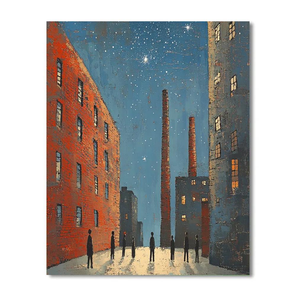 L.S. Lowry Inspired Mill Town Stargazing Night Painting by numbers kit