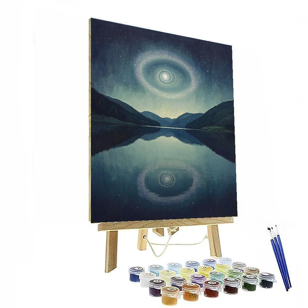 Homer Dodge Martin Inspired Lake Under Spiral Galaxy Number painting