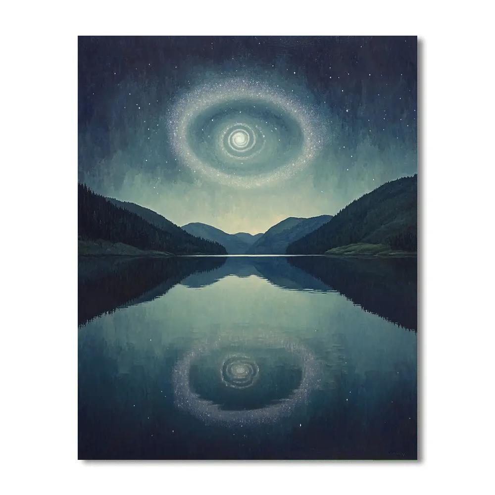 Homer Dodge Martin Inspired Lake Under Spiral Galaxy Number painting