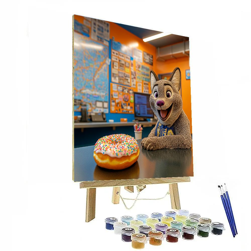 Officer Clawhauser Donut Desk Welcome Disney Inspired paint by numbers