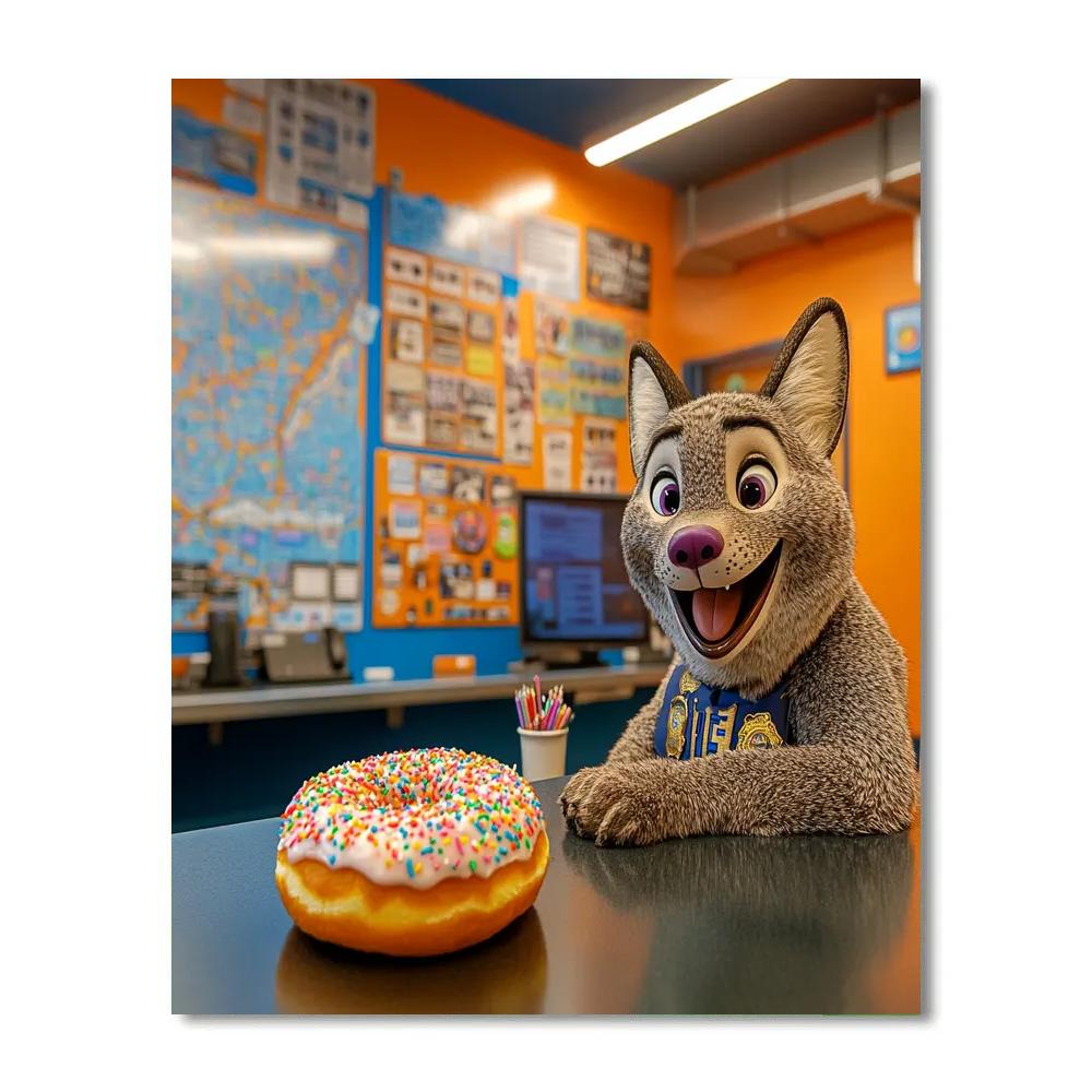 Officer Clawhauser Donut Desk Welcome Disney Inspired paint by numbers