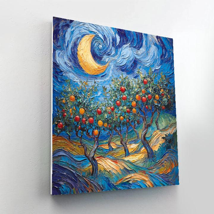 Van Gogh Inspired Stormy Orchard At Night painting number kit