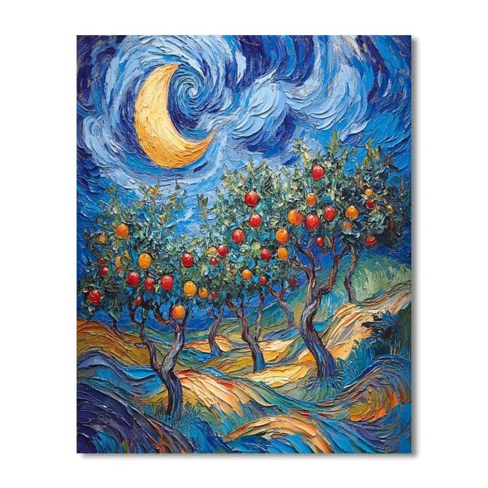 Van Gogh Inspired Stormy Orchard At Night painting number kit