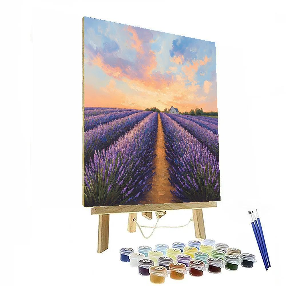 Monet Inspired Lavender Fields At Sunset paint by color