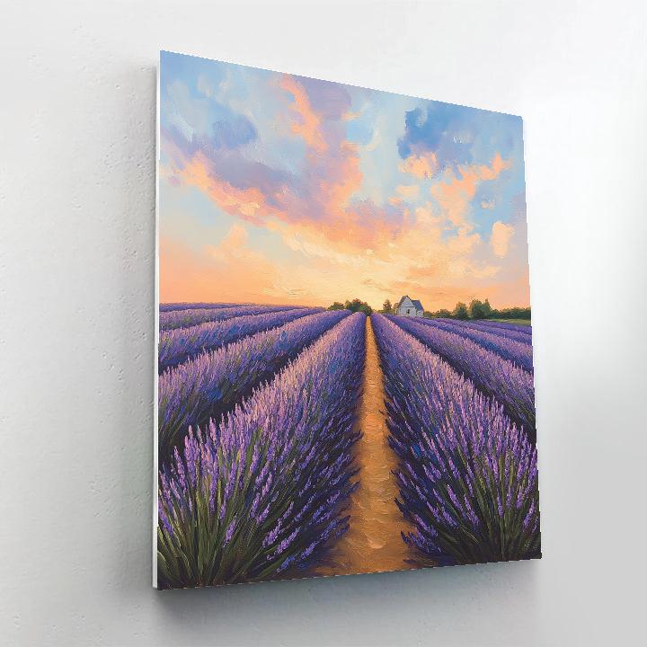 Monet Inspired Lavender Fields At Sunset paint by color