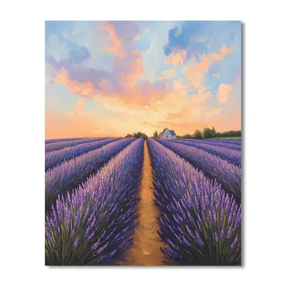 Monet Inspired Lavender Fields At Sunset paint by color