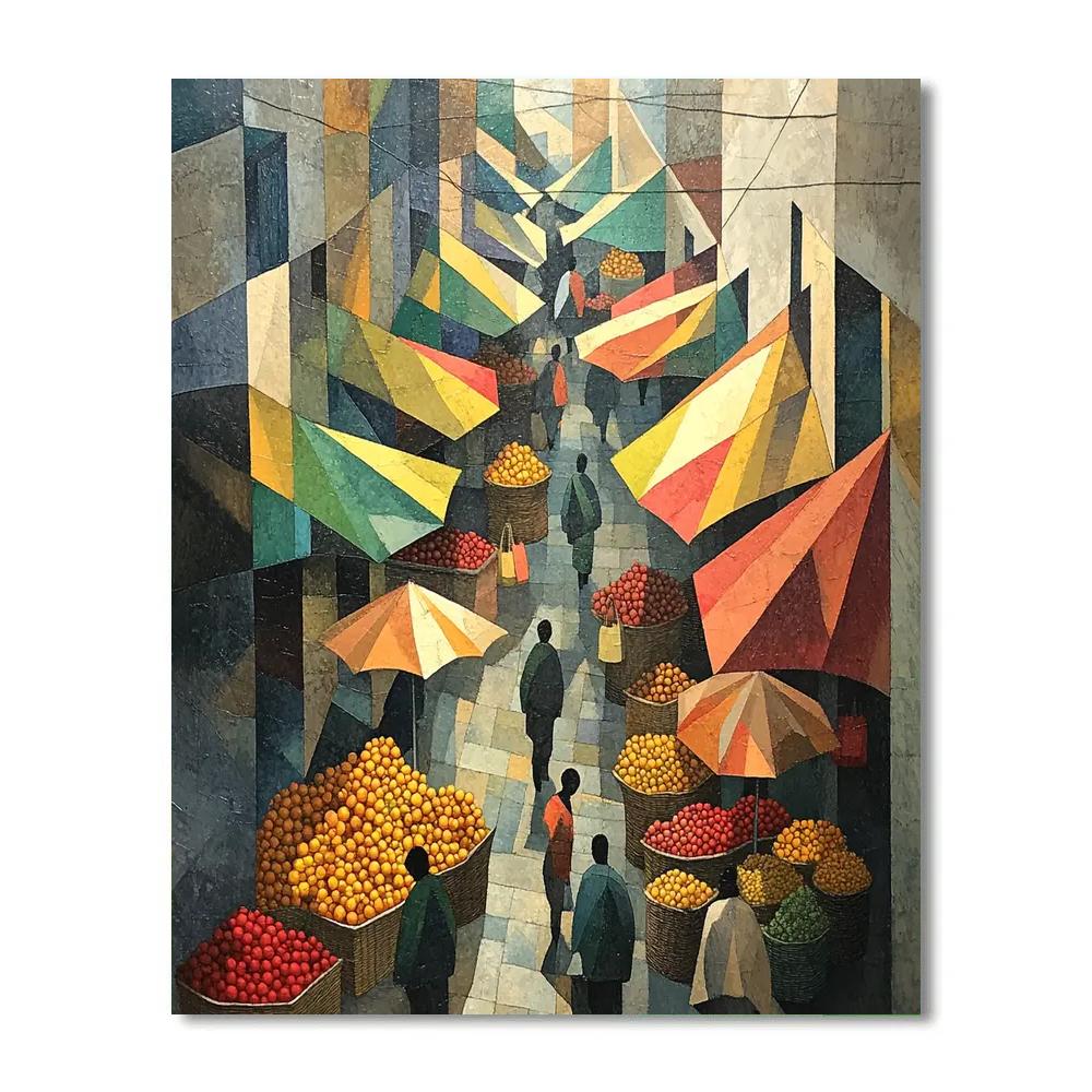 Picasso Inspired Cubist Street Market Paint by numbers kits