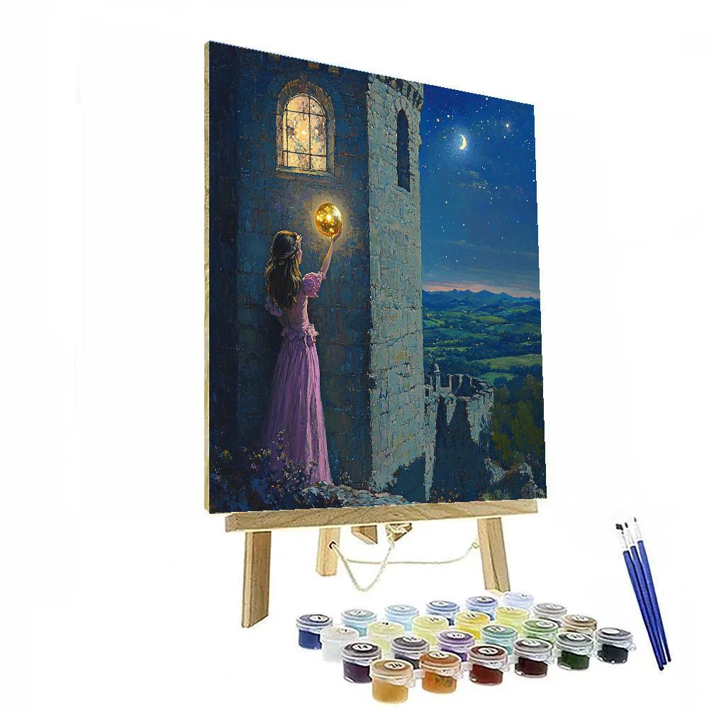 Princess Eilonwy Moonlit Castle Tower Disney Inspired Painting by numbers kit