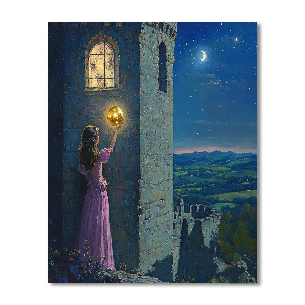 Princess Eilonwy Moonlit Castle Tower Disney Inspired Painting by numbers kit