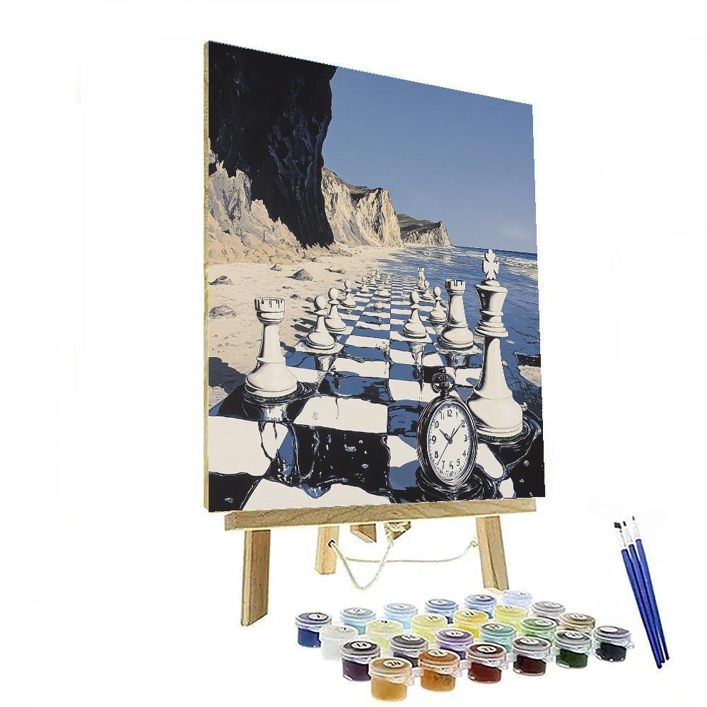 Salvador Dali Inspired Melting Chessboard Beach paint by number