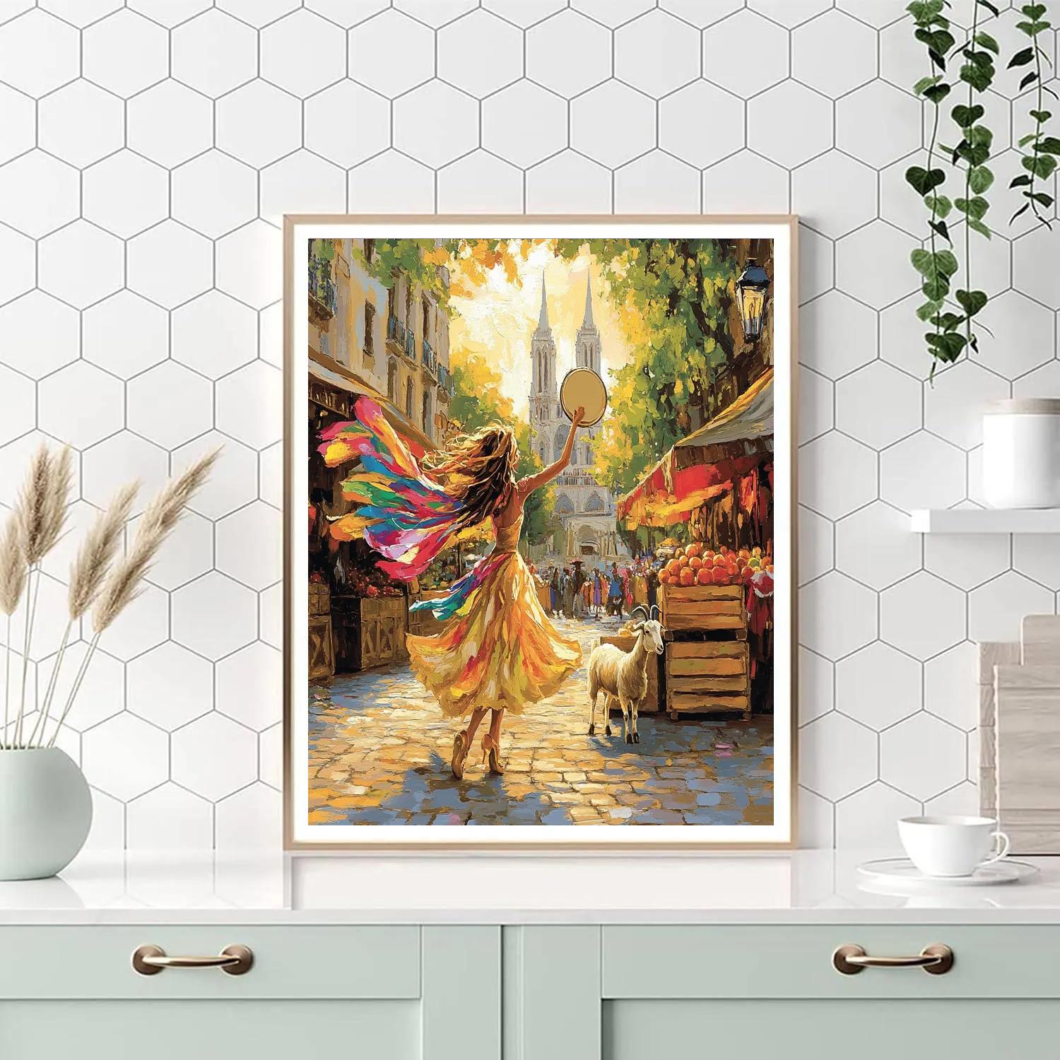 Esmeralda Paris Market Square Dance Disney Inspired Paint by numbers art