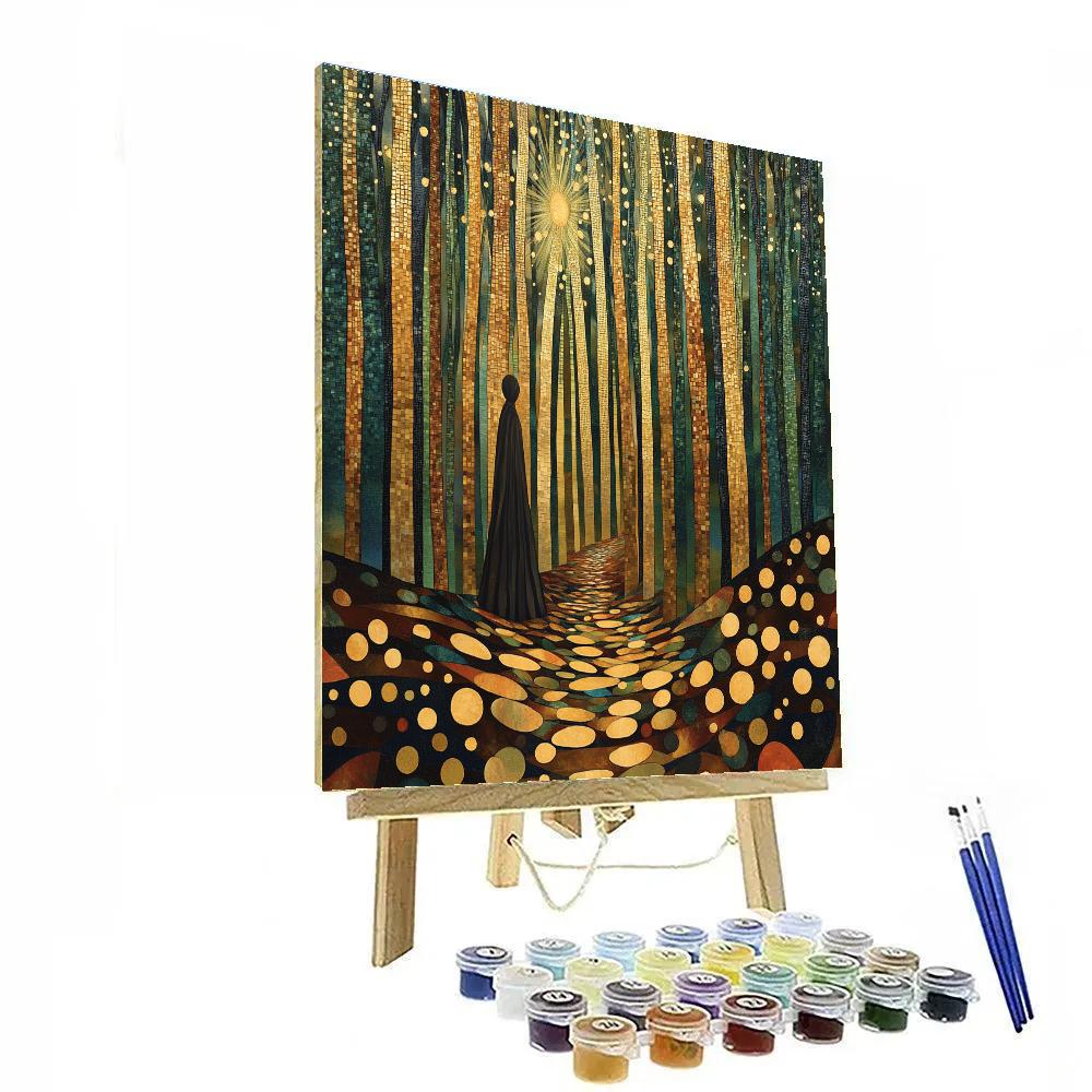 Gustav Klimt Inspired Golden Forest Path paint by number