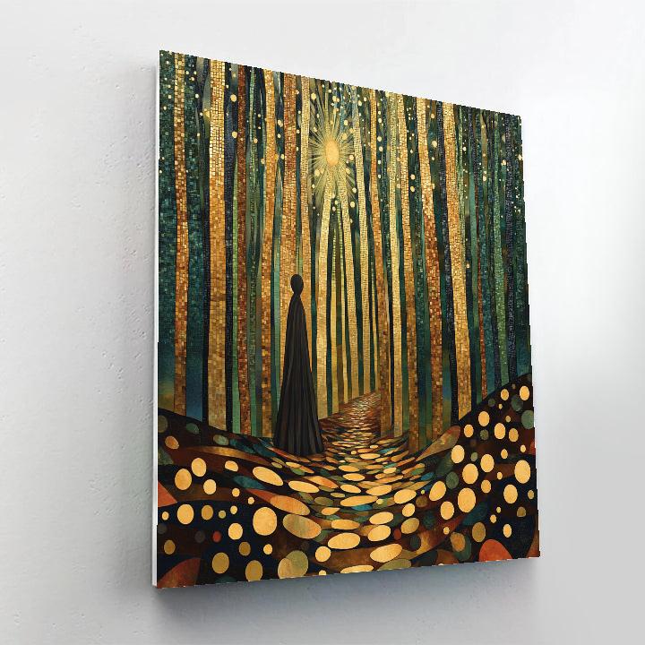 Gustav Klimt Inspired Golden Forest Path paint by number