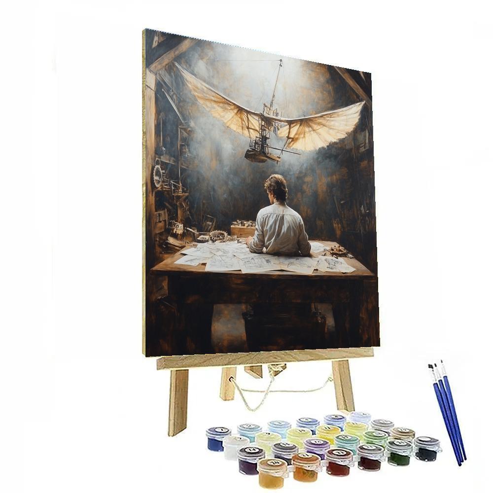 Leonardo Da Vinci Inspired Inventor With Flying Machine paint by number