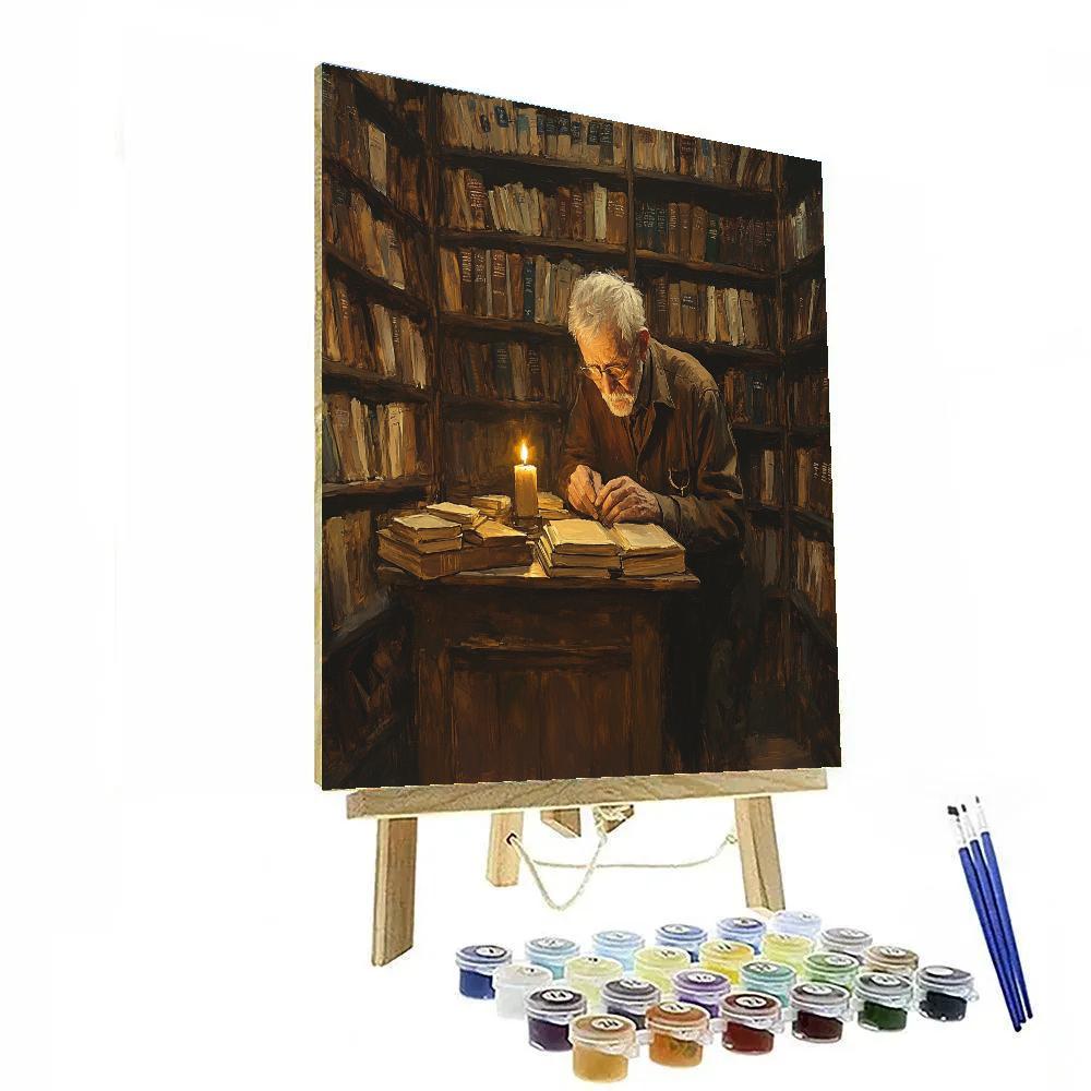 Rembrandt Inspired Old Bookseller By Candlelight DIY paint by numbers