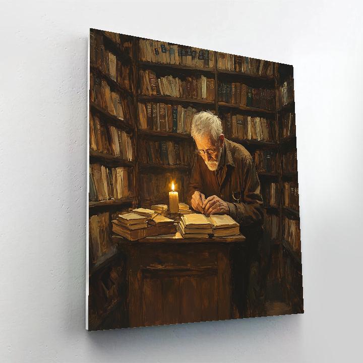 Rembrandt Inspired Old Bookseller By Candlelight DIY paint by numbers