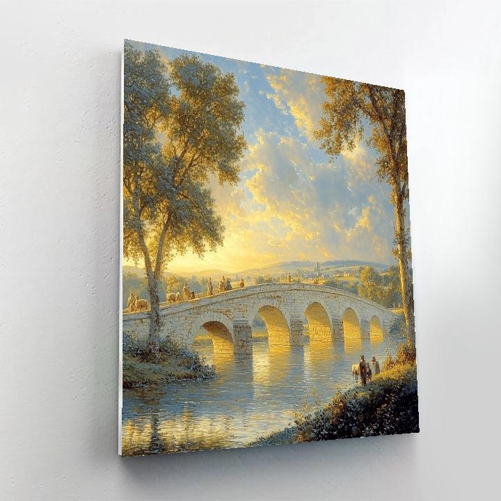 Claude Lorrain Inspired Sunlit Bridge Over Quiet River Paint by numbers art