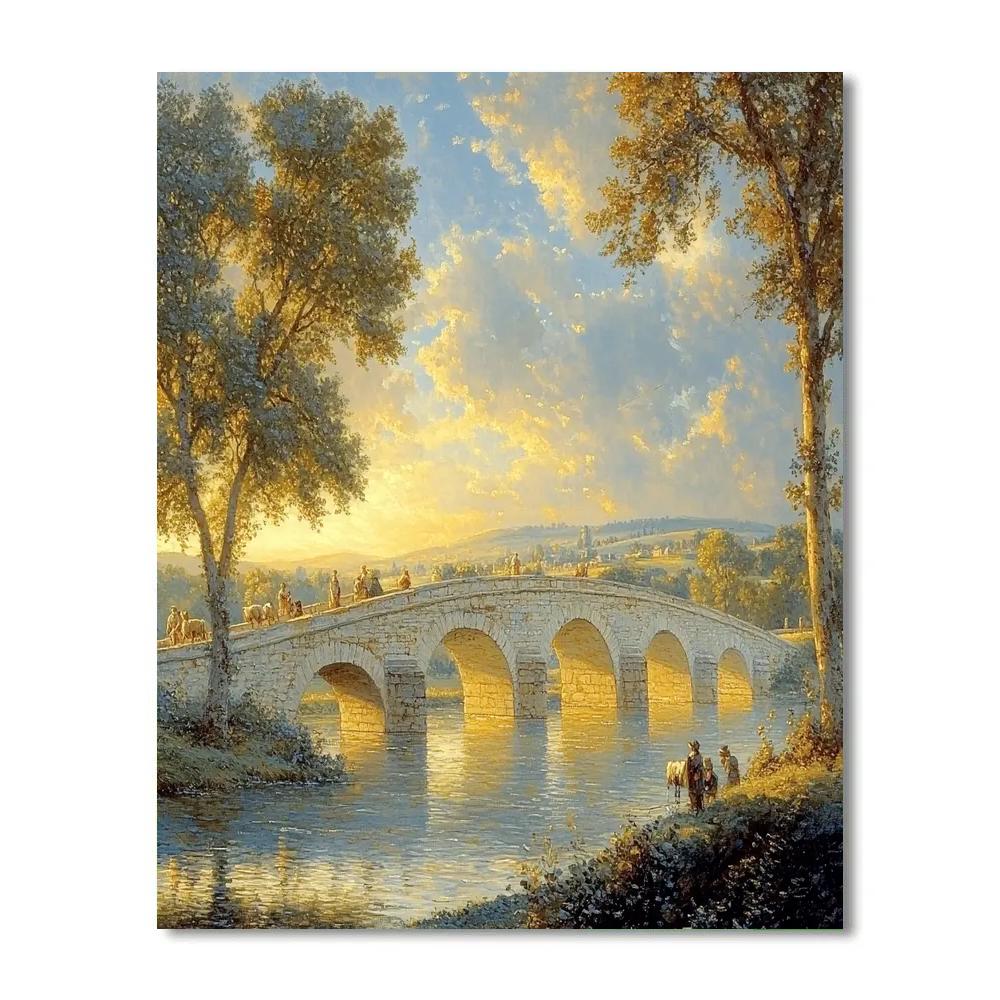 Claude Lorrain Inspired Sunlit Bridge Over Quiet River Paint by numbers art