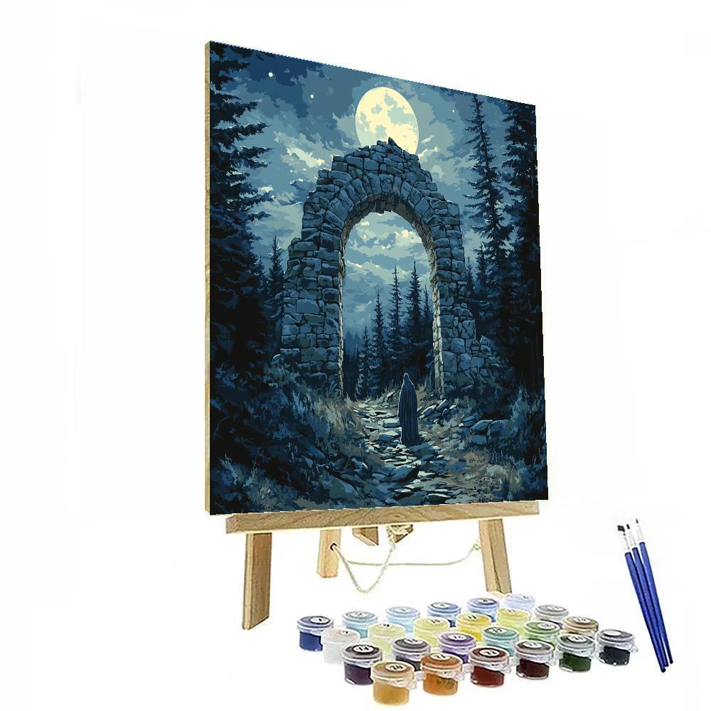Caspar David Friedrich Inspired Moonlit Forest Ruin DIY paint by numbers