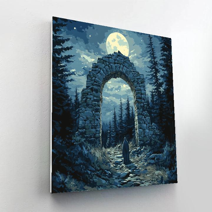 Caspar David Friedrich Inspired Moonlit Forest Ruin DIY paint by numbers