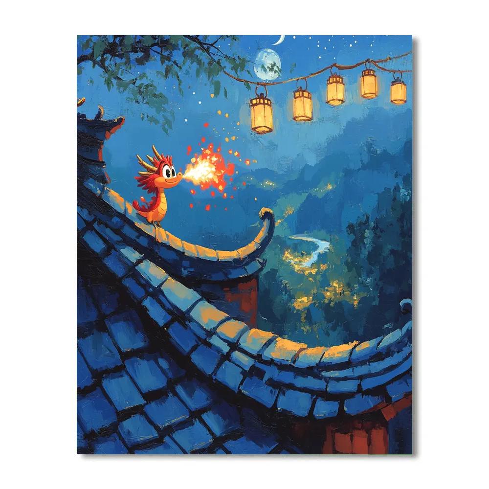 Mushu Temple Roof Firework Pop Disney Inspired paint by color
