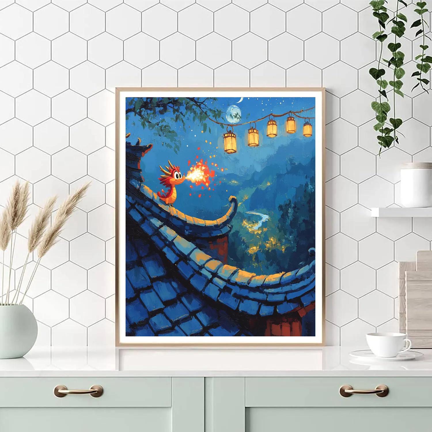 Mushu Temple Roof Firework Pop Disney Inspired paint by color