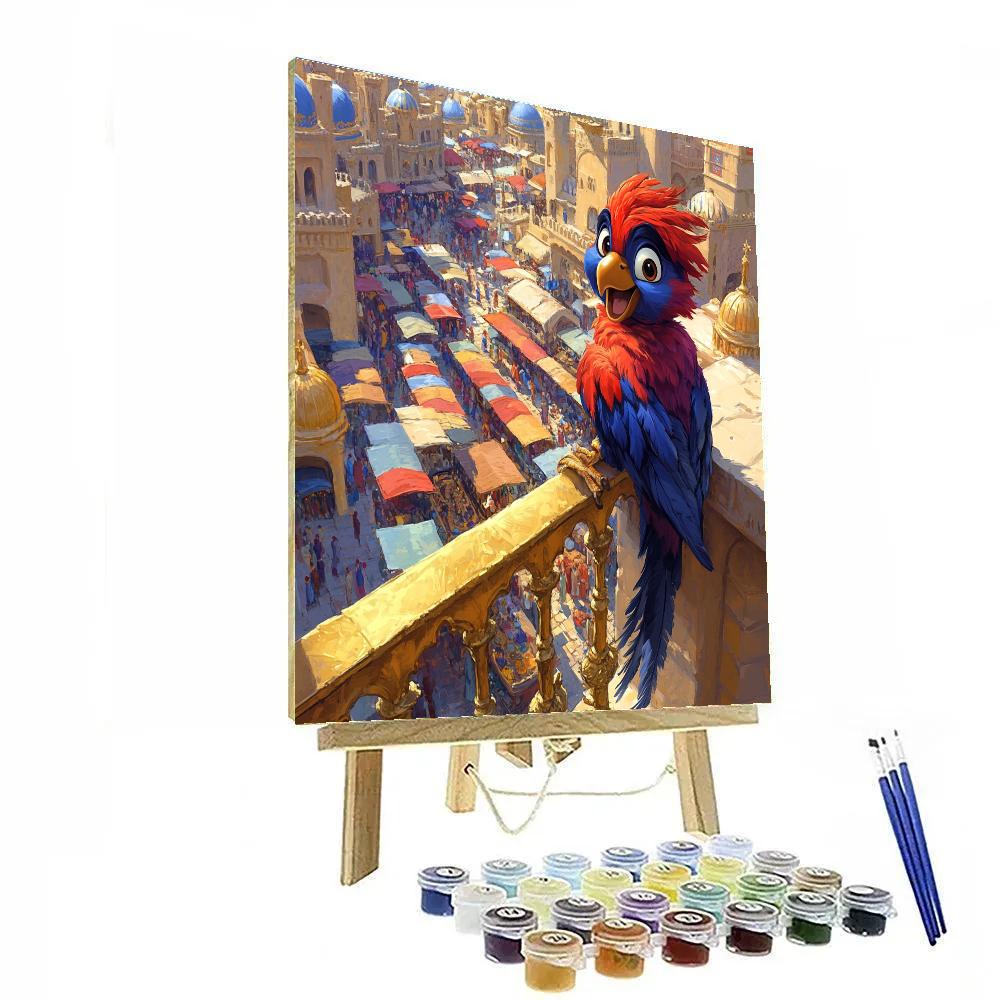 Iago Palace Balcony Bird Banter Disney Inspired paint by color
