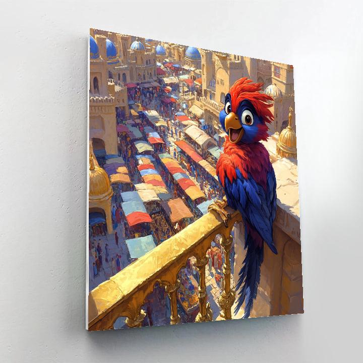 Iago Palace Balcony Bird Banter Disney Inspired paint by color