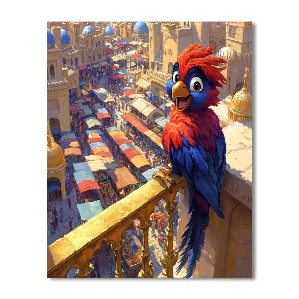 Iago Palace Balcony Bird Banter Disney Inspired paint by color