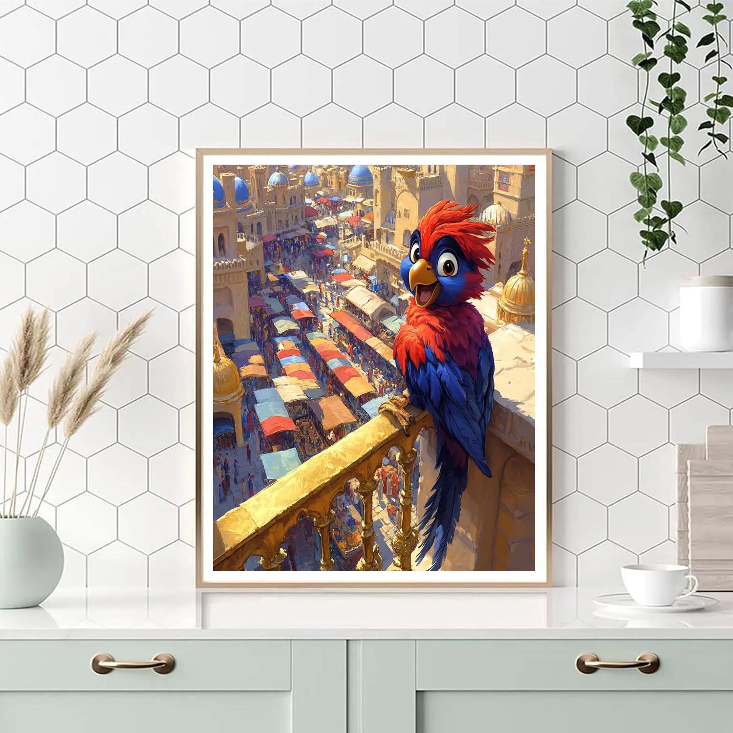 Iago Palace Balcony Bird Banter Disney Inspired paint by color