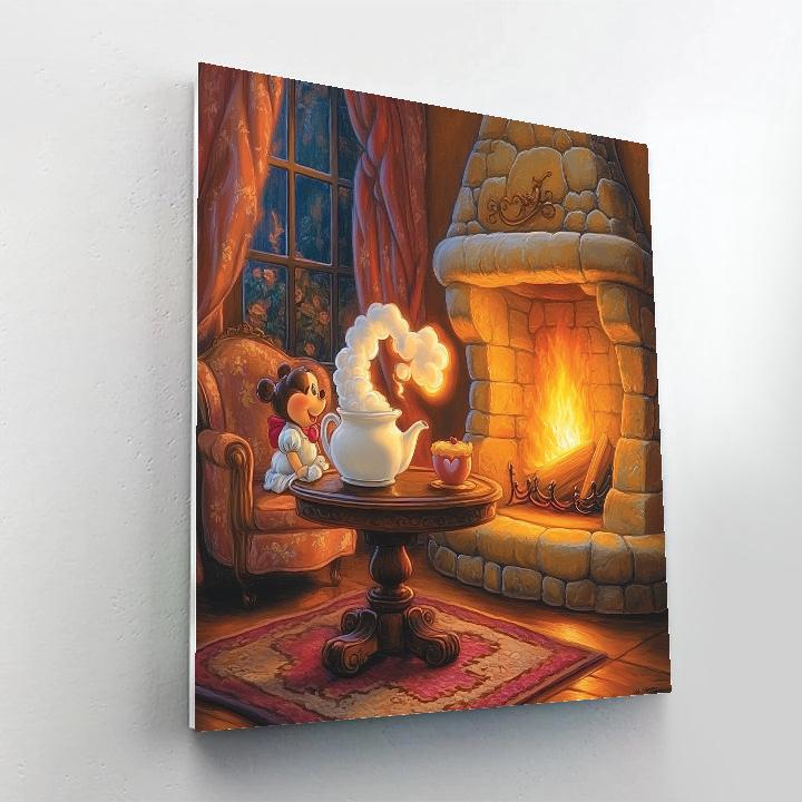 Mrs Potts And Chip Hearthside Steam Swirls Disney Inspired Paint by numbers art