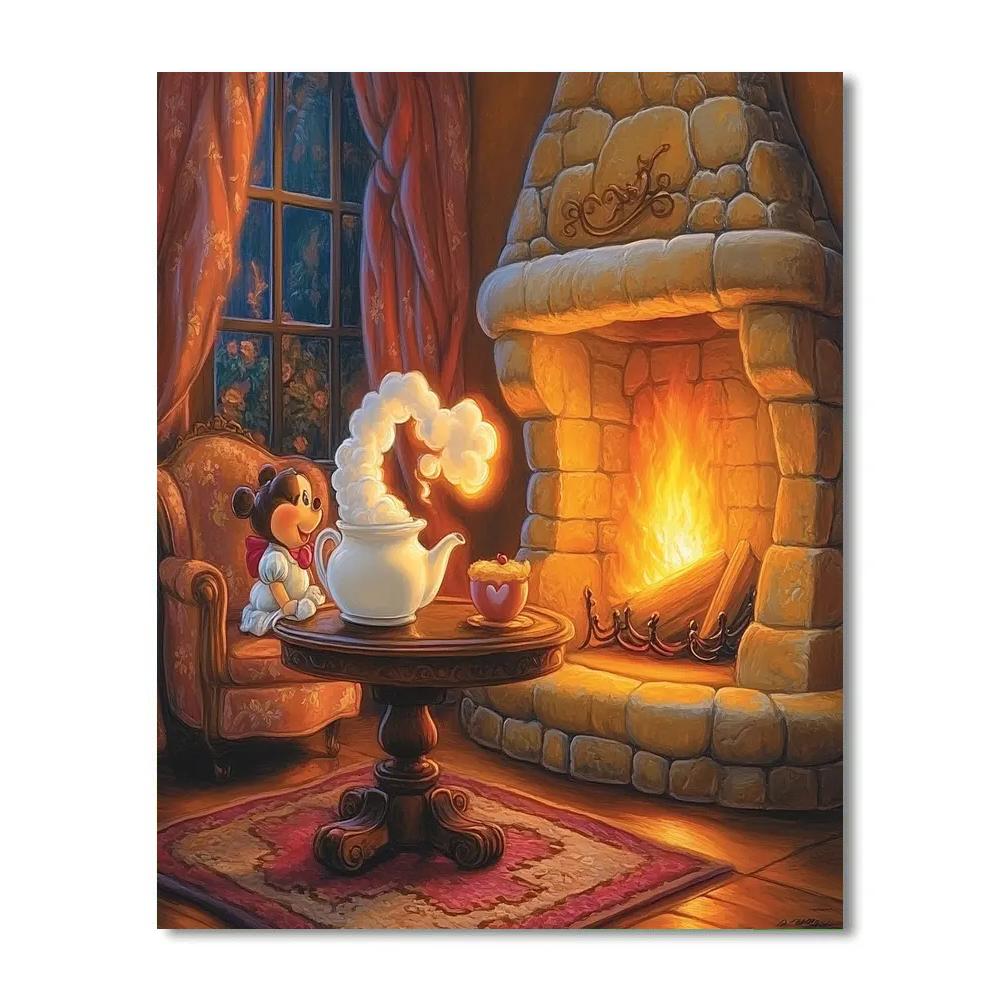 Mrs Potts And Chip Hearthside Steam Swirls Disney Inspired Paint by numbers art