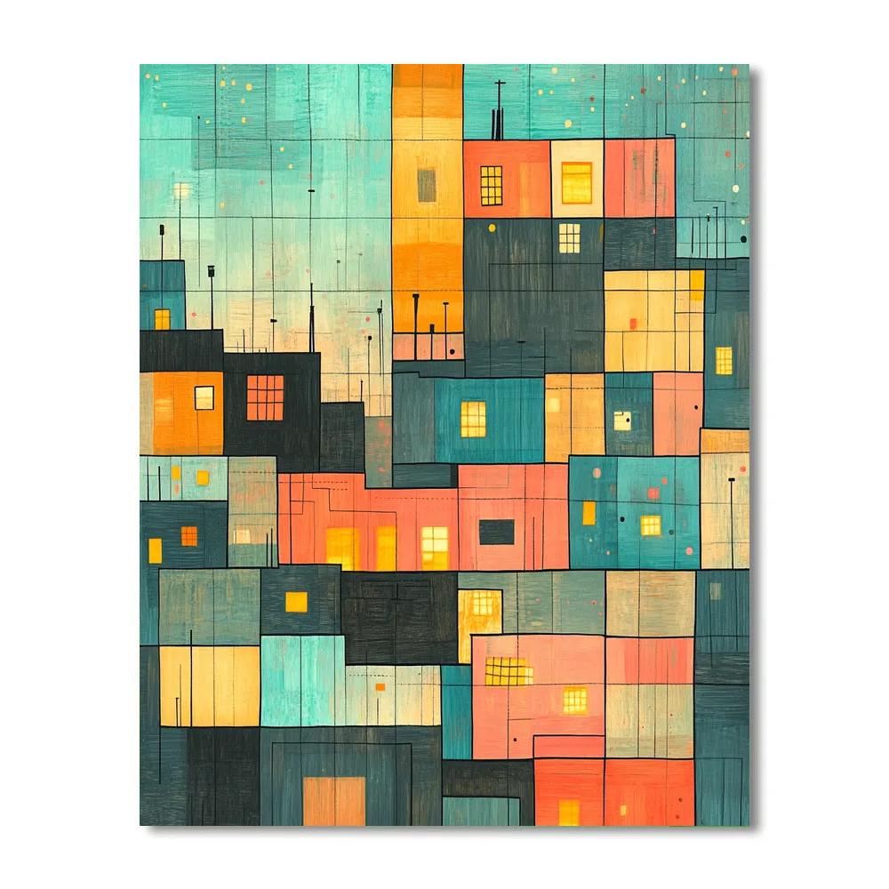 Paul Klee Inspired City Of Colored Windows paint by number