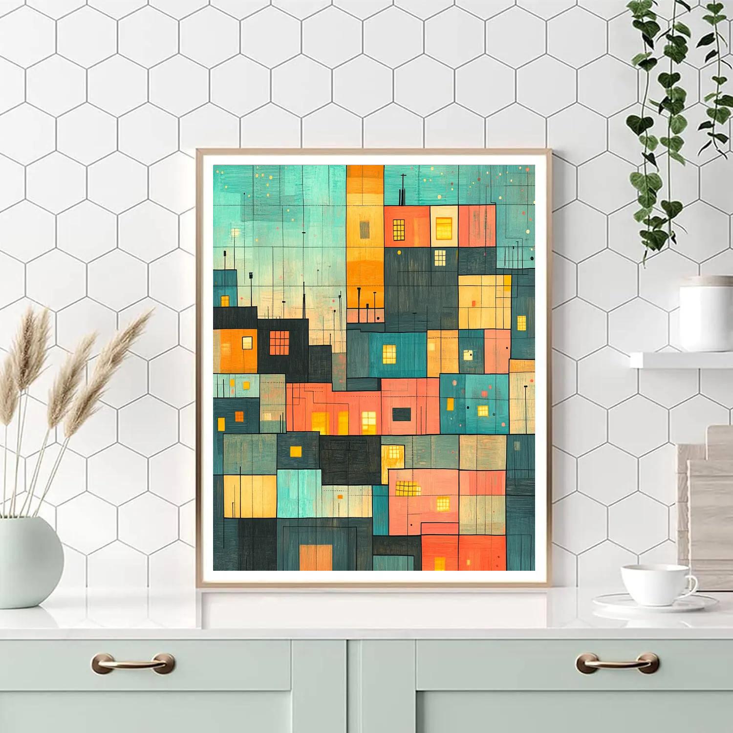Paul Klee Inspired City Of Colored Windows paint by number