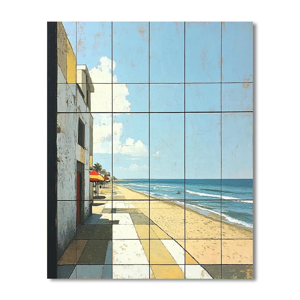 Piet Mondrian Inspired Minimalist Beachfront DIY paint by numbers