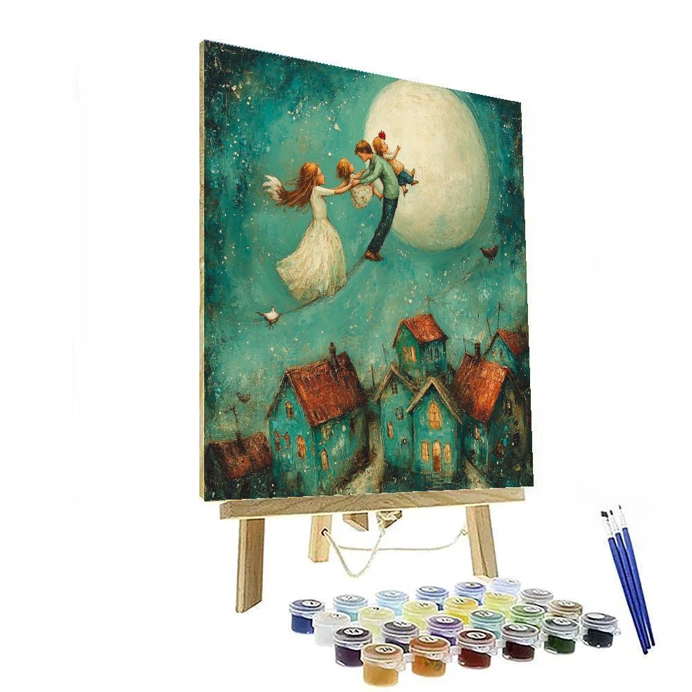 Marc Chagall Inspired Family Dream Above Town Paint by numbers art