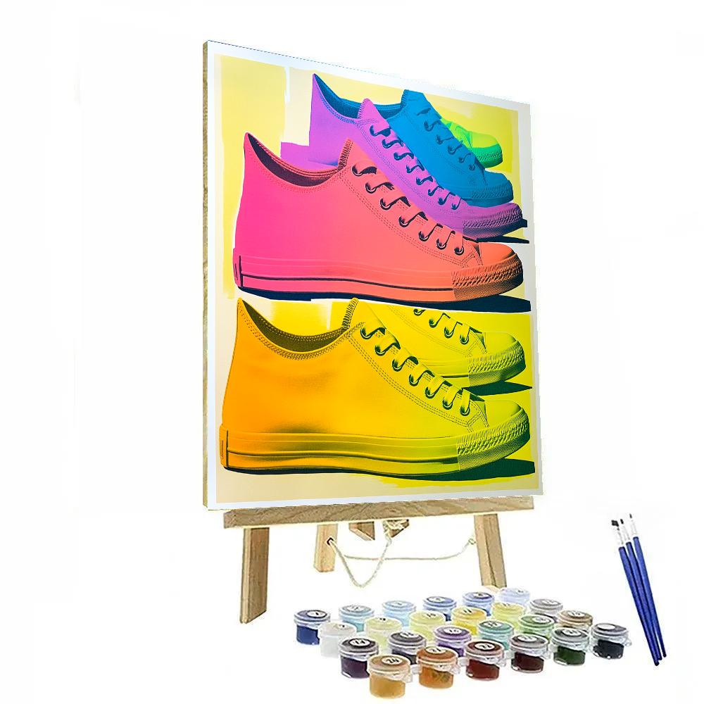 Andy Warhol Inspired Pop Sneakers Row Paint by numbers art