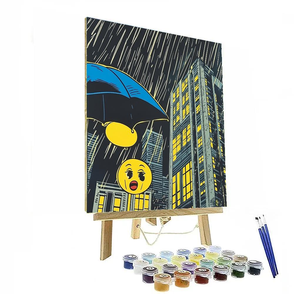 Roy Lichtenstein Inspired Comic City Rainstorm painting number kit
