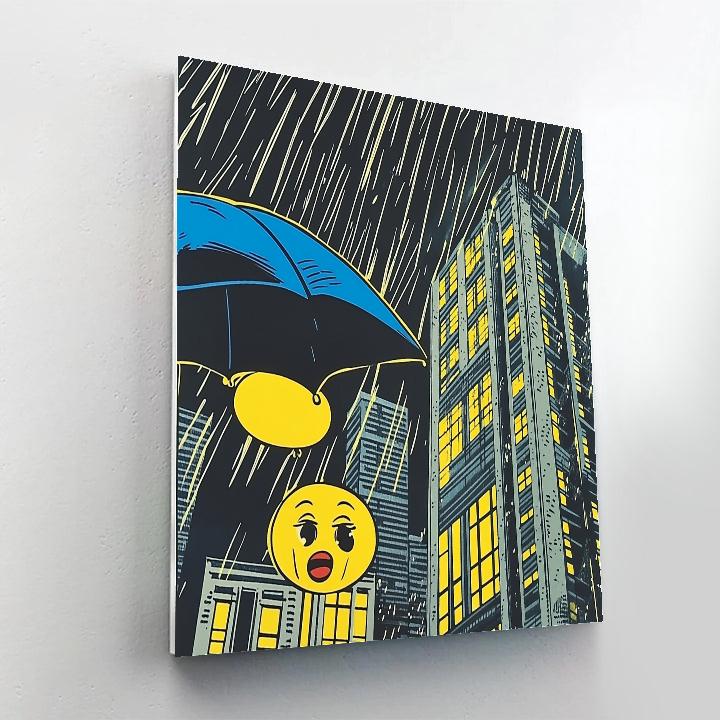 Roy Lichtenstein Inspired Comic City Rainstorm painting number kit